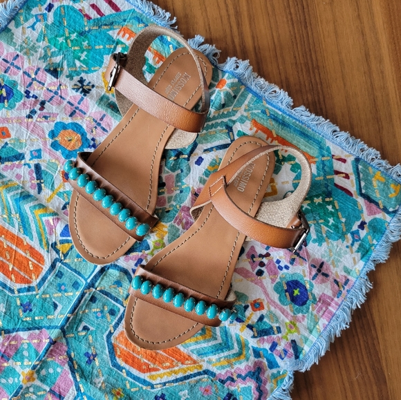 🦋Turquoise Beaded Sandals - Picture 2 of 6